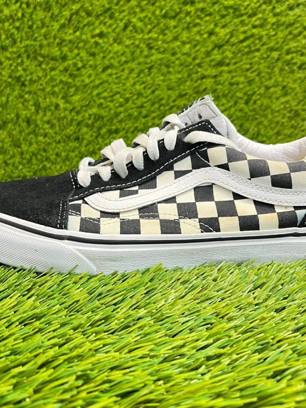 Vans Old Skool Checkerboard Mens Size 7.5 Black White Athletic Shoes‎ Sneakers